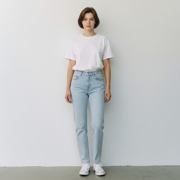 Pacsun Mom Light Blue Jeans High Waist 100% Cotton SZ 25 - Picture 2 of 12